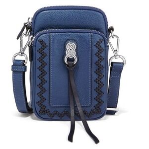 Brighton Interlok French Blue Leather Mini Utility Crossbody Bag H1609F